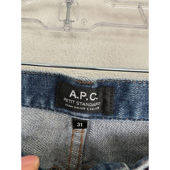 APC Petit Standard Jean Droit Etroit Button Fly Blue Tapered Leg Jeans Size 31 - Picture 4 of 8